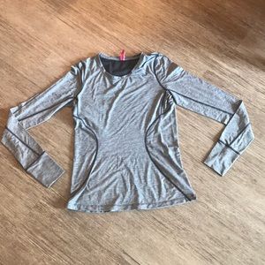 Grey long sleeve workout top
